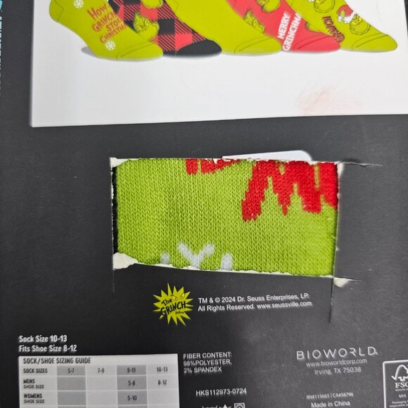 The Grinch Christmas Novelty Men's Crew Socks 5 Pack Size 10-13 NIP Read - Picture 8 of 9
